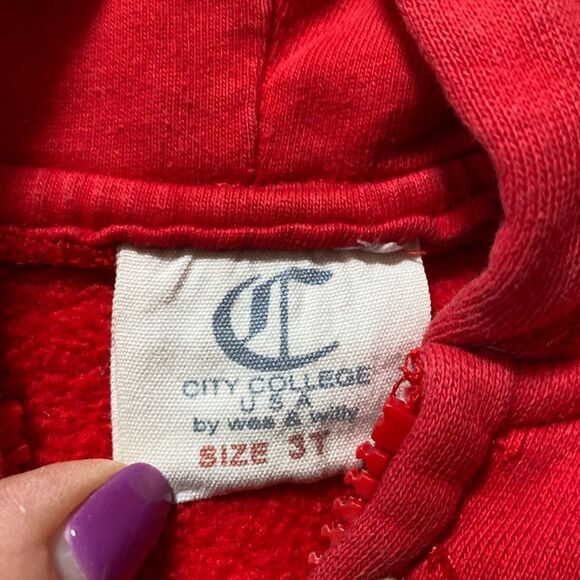 Red bulldog embroidered applique zippered hoodie, size 3T. - Picture 4 of 5